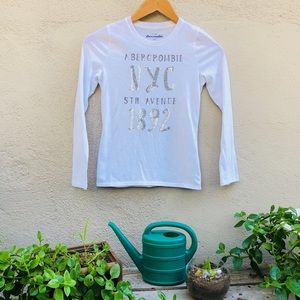 Girls Abercrombie top with sequin lettering